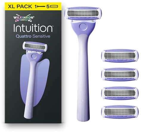 Wilkinson Sword Intuition Quattro Sensitive Women’s Razor, 5 Refills