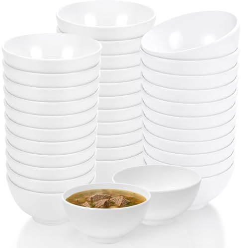 MSYU 36 Pcs Melamine Bowls Set 290ml Small Soup Bowls Unbreakable Lightweight Dessert Salad Bowls for Pasta Cereal Rice Snack Dishwasher Safe (White)