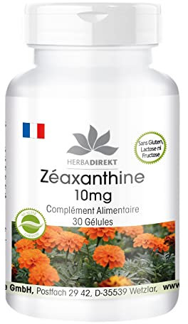 Zeaxantina 10mg – de 50mg de extracto de flor de Tagetes erecta – 30 cápsulas | HERBADIREKT by Warnke Vitalstoffe - Calidad de farmacia alemana
