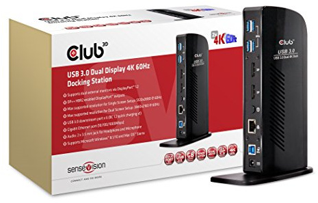 Club 3D SenseVision USB 3.0 Dual Display 4K60Hz Docking Station GigE