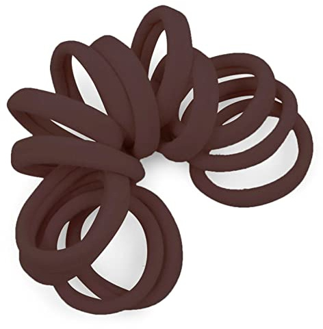 Cyndibands Seamless Hair Ties - Dark Brown - Gentle Hair Ties No Damage, Standard Size 1.5 Inch, Soft and Stretchy Nylon Fabric Ponytail Holders - 12 Count