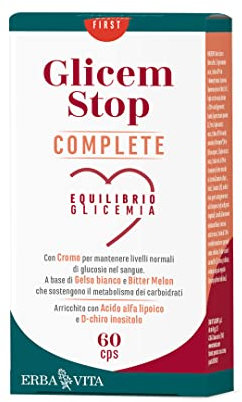 ERBA VITA Glicem Stop Complete integratore alimentare a base di Glucomyral estratto brevettato di Gelso bianco, Mirtillo e Ribes nero per un supporto ideale al tuo benessere
