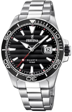 Festina Herren Analog Quarz Uhr mit Edelstahl Armband F20360/2, Silber