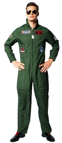 EraSpooky Costume de Pilote Hommes Aviateur Déguisement Halloween Party Cosplay Tenue pour Adulte
