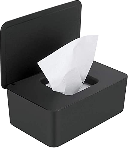 Feuchttücherspender, staubdichte Taschentuch-Aufbewahrungsbox, Feuchttücherspender, Halter mit Deckel für Home Office Schreibtisch (Schwarz) (Schwarz) (Schwarz)