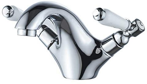 Dual Lever Basin Mixer taps,Luckyhome Bathroom Sink Mixer taps Chrome hot and Cold Faucet Solid Brass Valve Body