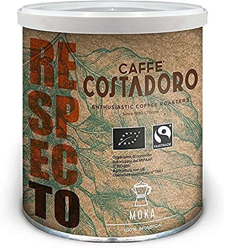 CAFFE' COSTADORO Respecto, 00% Arabica, Bio E Fairtrade Per Moka - Lattina Da 250G, Caffè