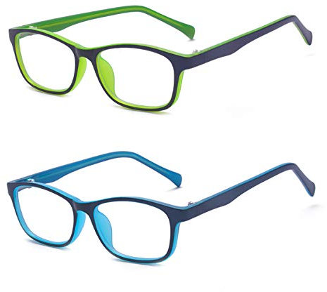 Outray 2 Pack Children Kids Teens Blue Light Filter Computer Glasses for Blocking Anti Eye Eyestrain Transparent Lens Glasses Set1