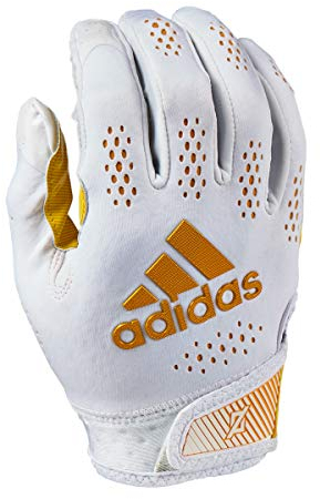 adidas Adizero 11 Football Receiver Glove, White/Gold, Medium