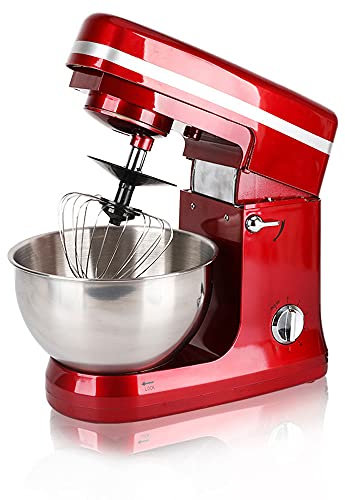 LIALIYA Stand Mixer,6 Speed Stand Mixer Stainless Steel Mixing Bowl, Dough Hooks & Mixer Beaters for Dressings, Frosting, Meringues,Red