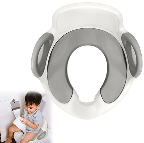 VA-Cerulean Toilettensitz,Kinder WC Sitz mit Griff und Spritzschutz,Anti-Rutsch,universeller Töpfchentrainer für 1-8 jährige Jungen und Mädchen (Weiß+Grau)