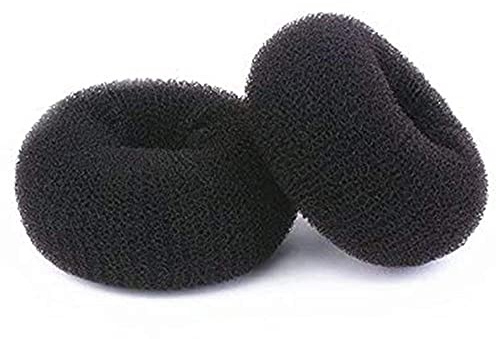 Hair Donut Bun Maker, Ring Style Bun, 2PCS Chignon Hair Medium Doughnut Shaper for Short and Thin Hair (Medium, 3 Inch/Black)