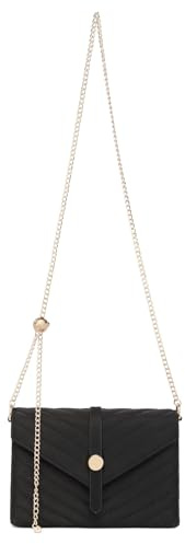 Miss Lulu Clutch Damen, Elegante Envelope Pochette, Vegan Wildleder Handtasche Klein Clutch Umschlag Crossbody Schultertasche Tasche Abendtasche Schwarz-1
