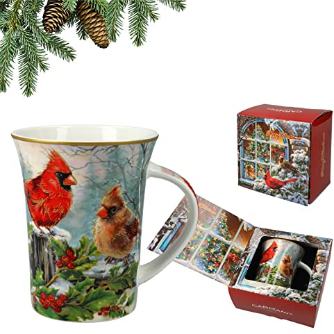 Carmani - Weihnachtstasse, festliche Partytasse für Tee, Kaffee, heiße Schokolade, dekoriert mit Weihnachtsthema, 350 ml