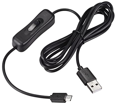 YOKIVE USB Cable with ON/Off Switch, Male to Micro USB Male Extension Cord, Reduced Wear, Great for Home, Studio, Office (Black, 2M / 6.56-Feet)