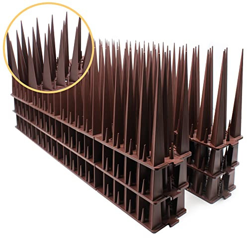 Cyitimo Bird Spikes with 10cm Long Spike for Pigeons Keep Birds Cats Squirrels Away， Birds Fence Spikes, Protect Your Roof Garden Railing and Outdoor Walls Covers 250cm (Brown)