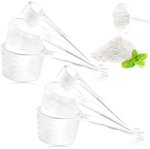 6 Stück 5ml 30ml 50ml Messlöffel,Dosier-Löffel,Unterschiedlichen Kapazitäten Kunststoffmesslöffel mit Skala für Flüssigkeits- und Pulvermessgeräte(Transparente Farbe、Unabhängige Verpackung)