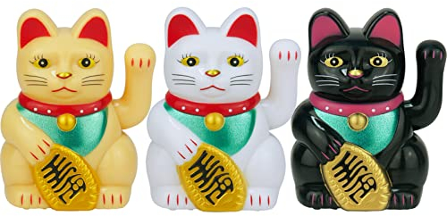 ZYWUOY 3 Stück Fortune Cat - Glückliche Katze Solarbetriebene Winkekatze Glückskatze Sonnen Energie Glücksbringer Dekor, die Wohlstand Anzieht für Schreibtisch Wohnaccessoires Dekoration