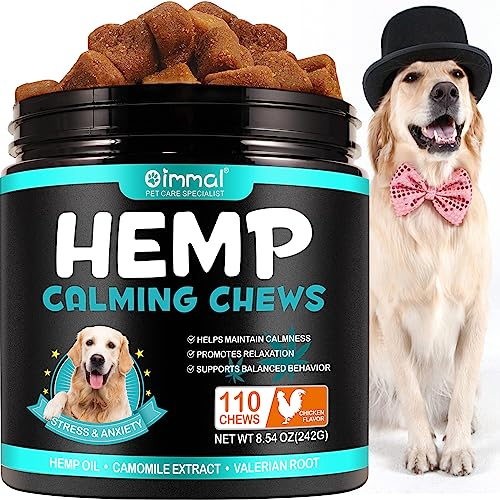 HRAMEX Calming - Complément Alimentaire pour Chien Complément,soulageant Le Stress,sans Colorants ni Conservateurs,110 Délicieuses Friandises au Poulet,242g