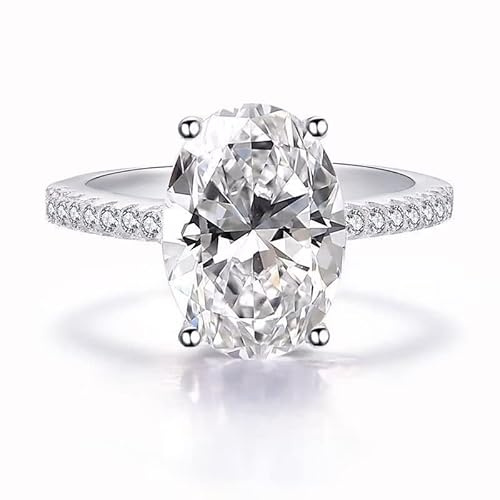 ASFKIPMF Classic Promise Ring 925 Sterling Silver Oval Cut 3ct AAA CZ Zircon Engagement Rings for Women 925 Sterling Silver Engagement Wedding Band Ring for Women Size T1/2