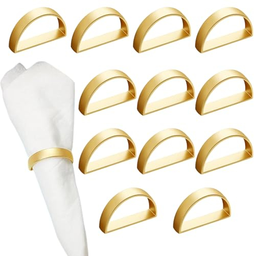 12St Serviettenringe Aus Metall,Gold Serviettenringe,Einfacher Serviettenring,Elegante Serviettenschnallen Serviettenschnallen Für Tischdekoration Valentinstag Ostern Hochzeit Weihnachten
