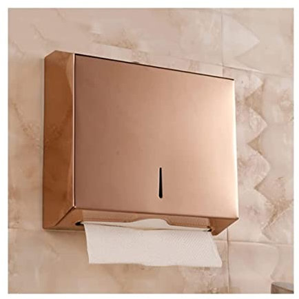BKEKM Toilettenpapierhalter An der Wand befestigter Papierhandtuchspender, der Roségold-Edelstahl-kommerziellen Handtuchspender für Badezimmer-Hotel-Zuhause verriegelt Mode