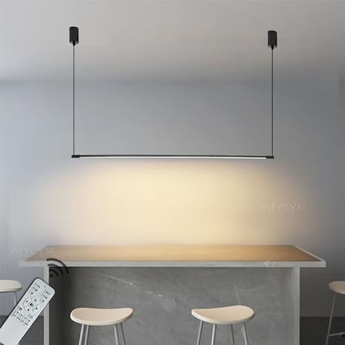 WJYCYN Lineare Schwarz Dimmbar Esszimmer Pendelleuchten Moderne Hängeleuchten LED Esstisch Pendellampe Höhenverstellbar Kronleuchter für Schlafzimme Büro Bar Hängelampe L80cm 16W