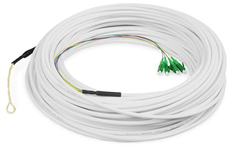 DIGITUS FTTH Drop Cable - Monomodo - OS2-4 fibras - 4 conectores LC/APC - bend-optimised G.657A2 - LSZH - 50 m de longitud de cable - Cable de fibra óptica
