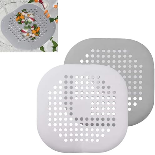 Filtro per Lavello in Silicone,2 Pcs Filtro Lavello Cucina,Filtro per Lavello,Protezioni per Scarico Cucina,Filtro Scarico Ventosa Adatto per Cucina, Vasca e Bagno