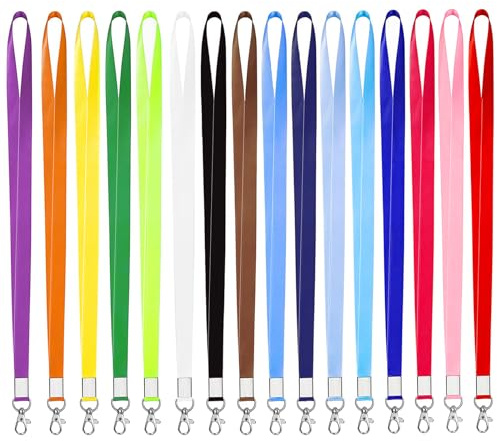 RYXZEN Cordon de Cuello Lanyard 16 Colores Cinta Cuellos Llaves Colgador Llaves Cuello 45cm Llavero Cuellos con Hebillas Giratorias Metálicas para Oficina Exposición Negocios Tarjeta Tarjeta de Visita