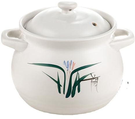 Marmite en terre cuite avec couvercle pour faire des ragoûts, du porridge, de la soupe - 5 l
