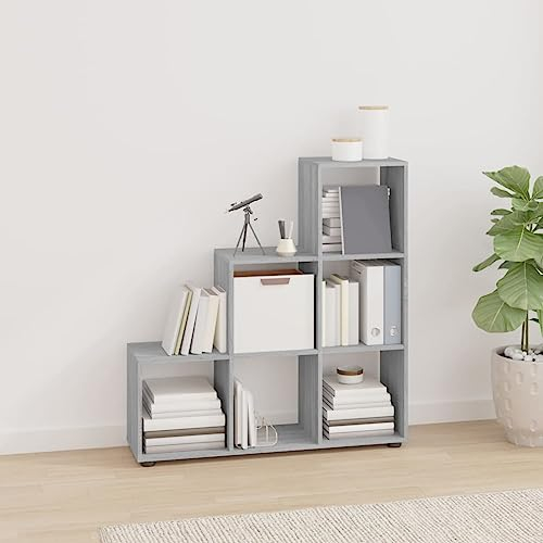 AJJHUUKI Home Outdoor Sonstiges Treppenregal Bücherregal Grau Sonoma 107 cm Holzwerkstoff
