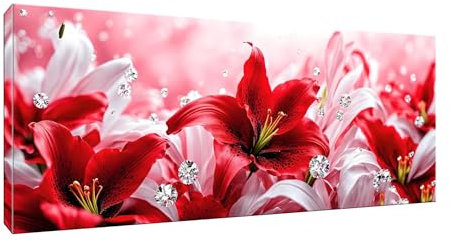 Malen Nach Zahlen Erwachsene groß, Lilie DIY Ölgemälde-Kits auf Leinwand mit Pinseln und Acrylpigment, Graffiti-Liebhaber, Bild für Heimdekoration, Geschenke, Ohne Rahmen,60x120cm/24x48in W-532