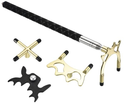 PATIKIL Pont de Queue de Billard Rétractable Basse/Haute/Croisée Or/Noir | Accessoire de Queue de Billard en Silicone avec Tête de Pont en Métal Amovible, pour Compétition de Billard