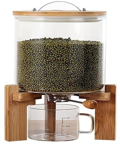 THYXGS Cereals Dispenser, 5L Flour Cereal Container, Glass Grain Dispenser W/Airtight Lid and Manual Switch Valve, Food Storge Container, for Kitchen Organization and Pantry Store