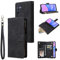 QLTYPRI Hülle für Samsung Galaxy A16 5G/4G, Premium Leder Handyhülle mit Große Kapazität 6 Kartenfach & 1 Reißverschluss Tasche Ständer Schutzhülle für Samsung Galaxy A16 - Schwarz