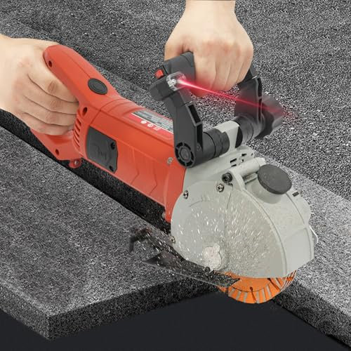 ROMYIX Wall Chaser,5500W Electric Wall Grooving Cutting Machine,Concrete Breaker with 5 Saw Blades 133mm Diameter &Water Pump,Dustproof,Max. Slotting Depth 41mm/Width 42mm