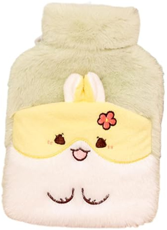 Wärmflasche mit Cartoon-Tiermotiv, 20 x 15 cm, Cartoon-Tier-Wärmflasche, Plüsch-Wärmflaschenbezug, Hand- und Fußwärmer, Wassertasche, multifunktionales Heizkissen