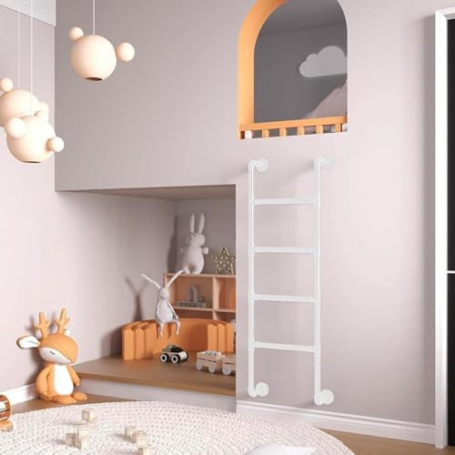 Scala a gradini in metallo per letto a castello e soppalco per interni dormitorio in ferro battuto bianco montato a parete scala seminterrato finestra ben supporta 150 kg 160 cm