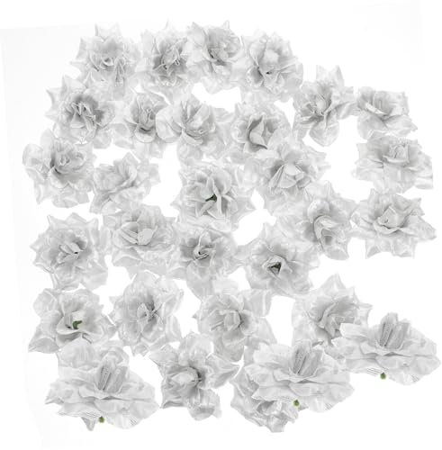 Warmhm 50stücke Teiliges Künstliche Rosenköpfe Silber Lifelike Seidenblumen Dekorativ Für Hochzeit Weihnachtsfeier Bastelarbeiten Kleidung Hüte Alben