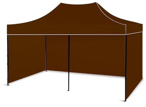 BDW - Pavillon - Zelt - Partyzelt - für Garten, Terasse, Messe - Wasserdicht, Stabil - Faltpavillon - Gartenpavillon - 3 Pavillon Seitenteile Inklusive - Faltbar 3 x 6 m - Braun