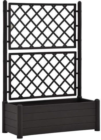 Eleganz Pot de fleurs avec treillis - 100 x 43 x 142 cm - PP - Anthracite - Durable et résistant aux intempéries - Pour jardin et balcon - Idéal pour plantes grimpantes et brise-vue