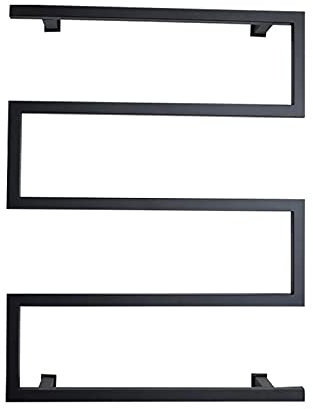 MYUYEE Black Wall Mounted Electric Towel WarmerTowel Heater Heated Led Switch Stainless Steel Towel Rail 5 Bars Heated Drying Rack,Hardwire-UK voltage