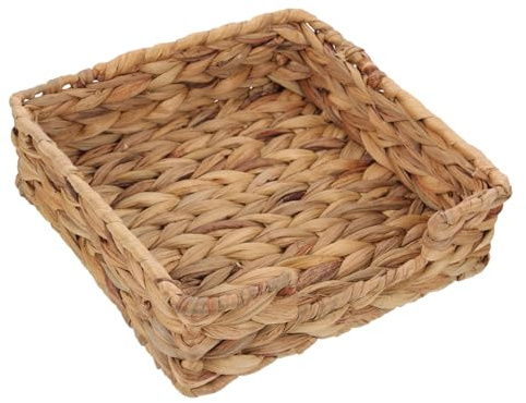 Mipcase Porte Serviette de Table en Panier Tressé Rustique, Boîte à Mouchoirs Naturelle Carrée en Paille Séchée Grosse Capacité de Rangement pour Bureau et Restaurant