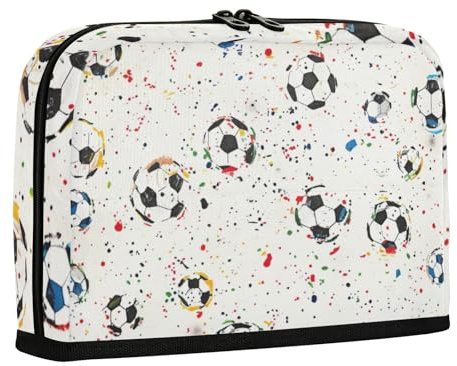 WDdZzyy Federmäppchen, kleine Fußballbälle, großes Fassungsvermögen, aufrechte Aufbewahrungstasche, Schlitze, Schreibtisch-Organizer für Teenager, College, Weiß