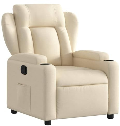 Emmtore Sillón Reclinable, Silla con Respaldo Reposabrazos, Sillón de Televisión Relax Descanso, Asiento para Salón Hogar, Tela Color Crema
