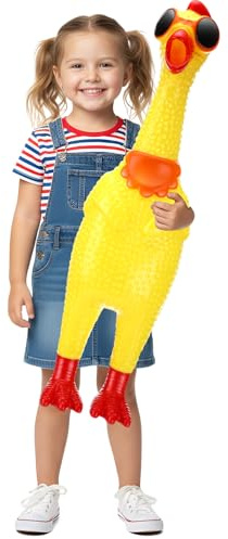 Arrowbash 23.6 Inch Giant Screaming Chicken Large Screaming Chicken Squeeze Crazy Noise Shrilling Shrieking Squawking Chickens Noisemaker Novelty Gadget for Adult Novelty Gag Gift(Yellow)