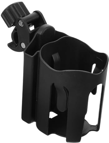 Portavasos para Pinza Ajustable Abs Silla de Ruedas Negro | Botellas y Tazas de Café, Uso en Andador y Movilidad Diaria, Accesorio para Cochecito