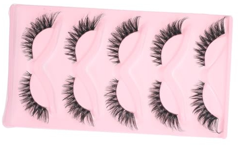 SOESFOUFU 5 Pairs Black Synthetic False Eyelashes for Everyday Life and Parties, Lightweight Classic Style Fake Lashes with Easy to Use Design and No Excessive Adhesive Residue