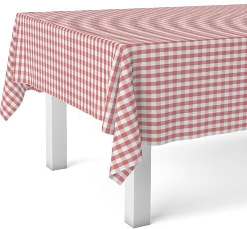 ECOMMERC3 | Tovaglia in tela cerata rettangolare dimensioni 180 x 140 cm - stile, durata e facile pulizia per il tuo tavolo - Tovaglia in tela cerata antimacchia e impermeabile - Vichy Rosso